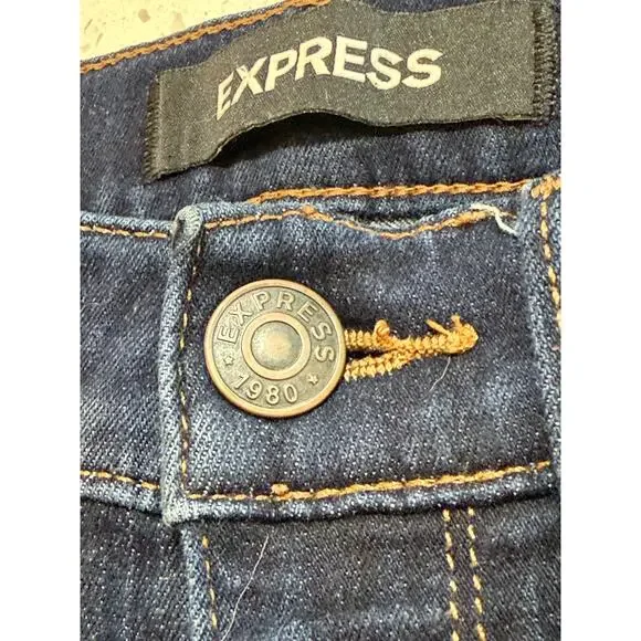 EXPRESS DARK BLUE STRETCH SKINNY MIDRISE DENIM WOMENS SIZE 00 - Picture 3 of 5